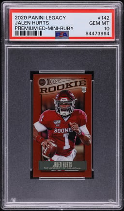 2020 Panini Legacy Premium Edition Mini Ruby Jalen Hurts ROOKIE /75 #142 PSA 10 GEM MINT