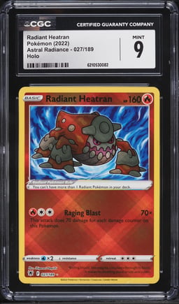 2022 Pokemon Sword & Shield Astral Radiance Holo Radiant Heatran #27 CGC 9 MINT