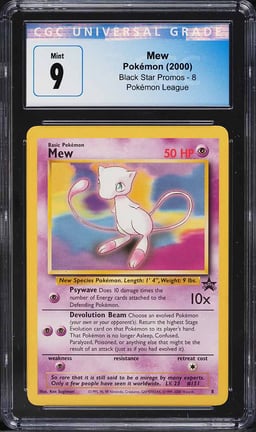 2000 Pokemon League Black Star Promo Mew #8 CGC 9 MINT