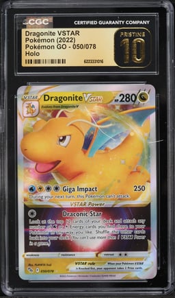 2022 Pokemon Sword & Shield GO Holo Dragonite VSTAR #50 CGC 10 PRISTINE
