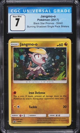 2017 Pokemon Sun & Moon Black Star Promo Burning Shadows Holo Jangmo-o #SM40 CGC 7 NRMT
