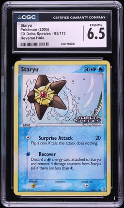2005 Pokemon EX Delta Species Reverse Holo Staryu #85 CGC 6.5 EXMT+