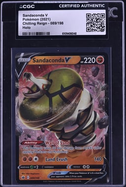 2021 Pokemon Sword & Shield Chilling Reign Holo Sandaconda V #89 CGC AUTH