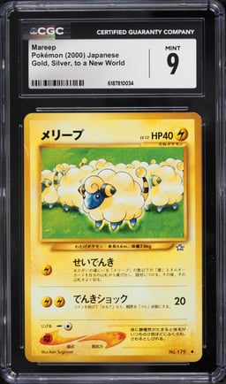 2000 Pokemon Japanese Gold Silver To A New World Mareep #179 CGC 9 MINT