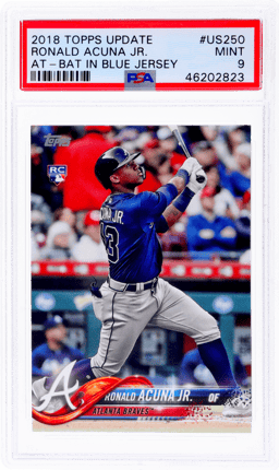2018 Topps Update At Bat In Blue Jersey Ronald Acuna Jr. #US250 PSA 9