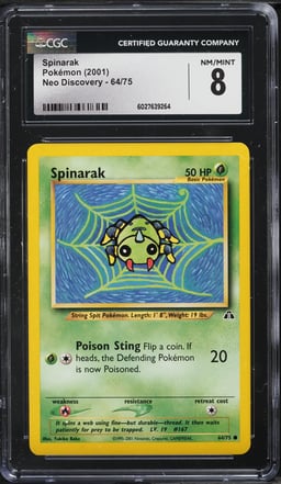 2001 Pokemon Neo Discovery Spinarak #64 CGC 8 NM-MT