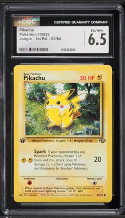 1999 Pokemon Jungle 1st Edition Pikachu #60 CGC 6.5 EXMT+