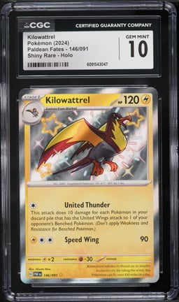 2024 Pokemon Scarlet & Violet Paldean Fates Shiny Rare Kilowattrel #146 CGC 10 GEM MINT