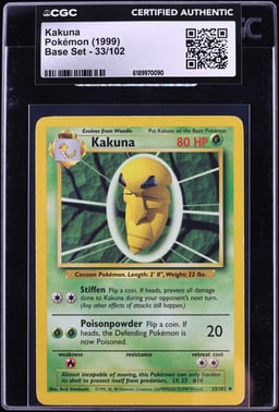1999 Pokemon Base Set Kakuna #33 CGC AUTH