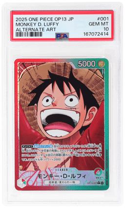 2025 One Piece Carrying On His Will Japanese Alternate Art Monkey D. Luffy #OP13-001 PSA 10