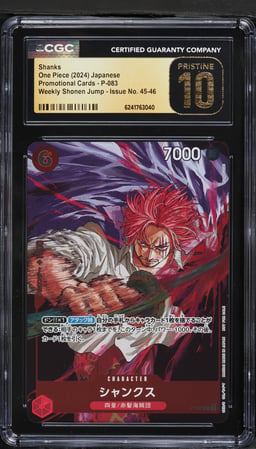 2024 One Piece Japanese Promo Weekly Shonen Jump Alt Art Shanks #P-083 CGC 10 PRISTINE