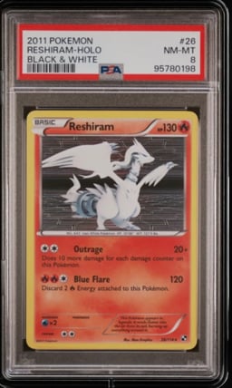 2011 POKEMON B&W #26 RESHIRAM-HOLO PSA 8