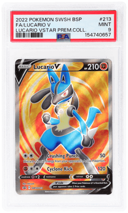 2022 Pokemon Sword and Shield Black Star Promo Lucario Vstar Premium Collection Lucario V #SWSH213 PSA 9
