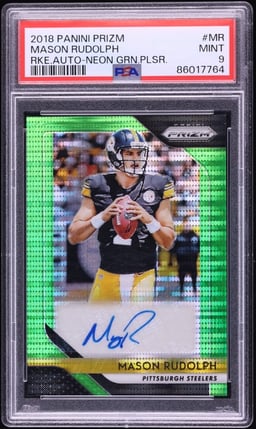 2018 Panini Prizm Neon Green Pulsar Mason Rudolph AUTO #MR PSA 9 MINT