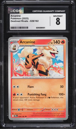 2025 Pokemon Scarlet & Violet Destined Rivals Arcanine #028 CGC 8 NM-MT