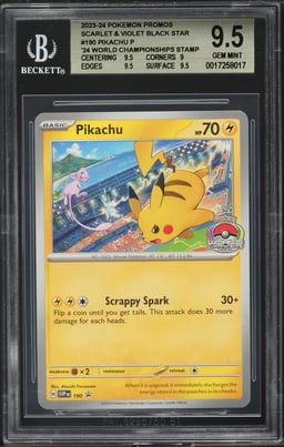 2023 Pokemon Scarlet & Violet Promo '24 World Championships Stamp Pikachu #190 BGS 9.5 GEM MINT