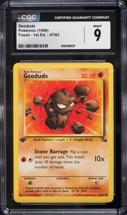 1999 Pokemon Fossil 1st Edition Geodude #47 CGC 9 MINT