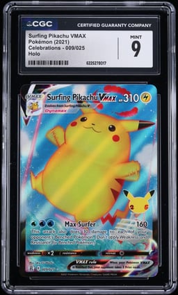 2021 Pokemon Sword & Shield Celebrations Full Art Surfing Pikachu VMAX #9 CGC 9 MINT