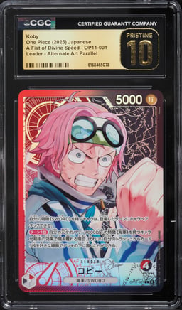 2025 One Piece Japanese A Fist Of Divine Speed Alt Art Leader Koby #OP11-001 CGC 10 PRISTINE