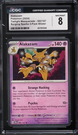 2024 Pokemon Scarlet & Violet Twilight Masquerade Surging Sparks Alakazam #82 CGC 8 NM-MT
