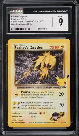 2021 Pokemon SWSH Celebrations Classic Collection Holo Rocket's Zapdos #15 CGC 9 MINT