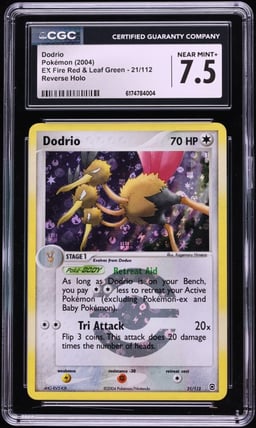 2004 Pokemon EX Fire Red & Leaf Green Reverse Holo Dodrio #21 CGC 7.5 NRMT+