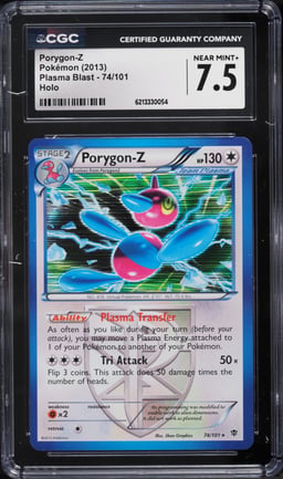 2013 Pokemon Black & White Plasma Blast Holo Porygon-Z #74 CGC 7.5 NRMT+