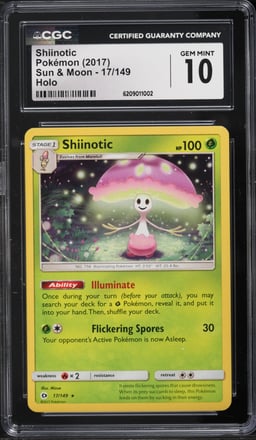 2017 Pokemon Sun & Moon Holo Shiinotic #17 CGC 10 GEM MINT