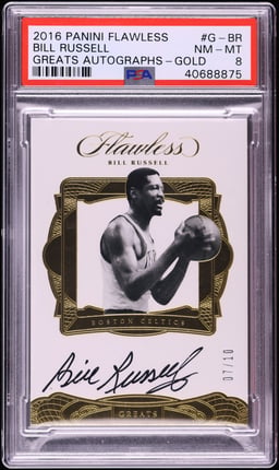 2016 Panini Flawless Greats Gold Bill Russell AUTO /10 #G-BR PSA 8 NM-MT
