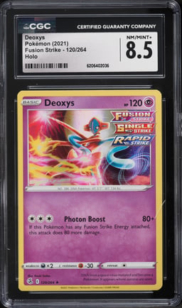 2021 Pokemon Sword & Shield Fusion Strike Holo Deoxys #120 CGC 8.5 NM-MT+