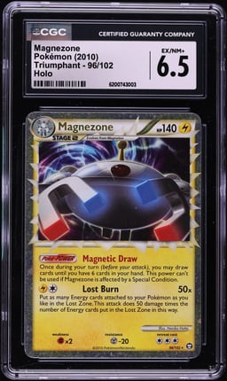 2010 Pokemon HeartGold & SoulSilver Triumphant Holo Magnezone #96 CGC 6.5 EXMT+
