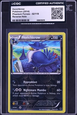 2014 Pokemon Phantom Forces Reverse Holo Honchkrow #52 CGC AUTH