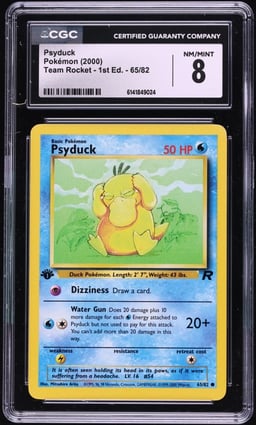 2000 Pokemon Team Rocket 1st Edition Psyduck #65 CGC 8 NM-MT