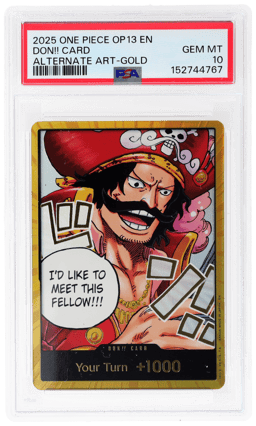 2025 One Piece Carrying On His Will Alternate Art Gold Don!! Card PSA 10