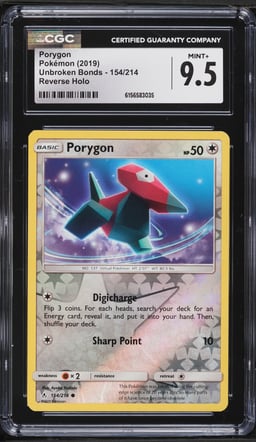 2019 Pokemon Unbroken Bonds Reverse Holo Porygon #154 CGC 9.5 MINT+