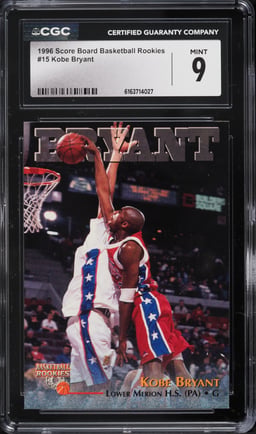 1996 Score Board Basketball Kobe Bryant ROOKIE #15 CGC 9 MINT