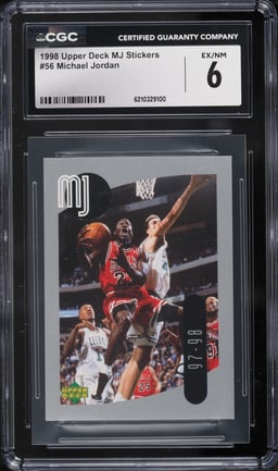 1998 Upper Deck MJ Stickers Michael Jordan #56 CGC 6 EXMT