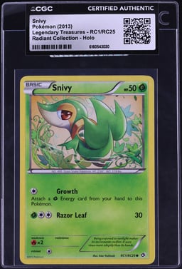 2013 Pokemon Black & White Legendary Treasures Radiant Collection Holo Snivy #RC1 CGC AUTH