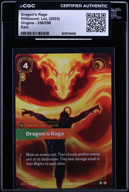 2025 Riftbound League Of Legends LoL Origins Epic Dragon's Rage #258 CGC AUTH