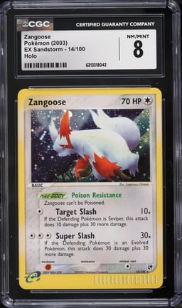 2003 Pokemon EX Sandstorm Holo Zangoose #14 CGC 8 NM-MT