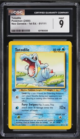 2000 Pokemon Neo Genesis 1st Edition Totodile #81 CGC 9 MINT