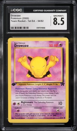 2000 Pokemon Team Rocket 1st Edition Drowzee #54 CGC 8.5 NM-MT+