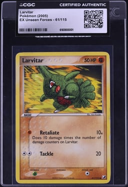 2005 Pokemon EX Unseen Forces Larvitar #61 CGC AUTH