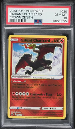 2023 Pokemon Sword & Shield Crown Zenith Holo Radiant Charizard #20 PSA 10 GEM MINT