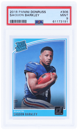 2018 Panini Donruss Rated Rookie Saquon Barkley #306 PSA 9