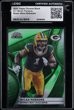 2025 Topps Chrome Black Green Wave Refractor Micah Parsons /99 #31 CGC AUTH