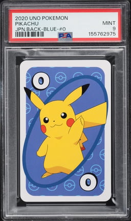2020 Pokemon Japanese UNO Back Blue #0 Pikachu PSA 9 MINT