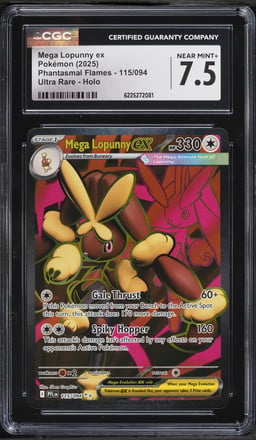 2025 Pokemon Mega Evolution Phantasmal Flames Full Art Mega Lopunny EX #115 CGC 7.5 NRMT+