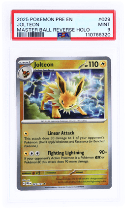 2025 Pokemon Prismatic Evolutions Master Ball Reverse Holo Jolteon #29 PSA 9