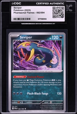 2025 Pokemon Mega Evolution Phantasmal Flames Seviper #062 CGC AUTH